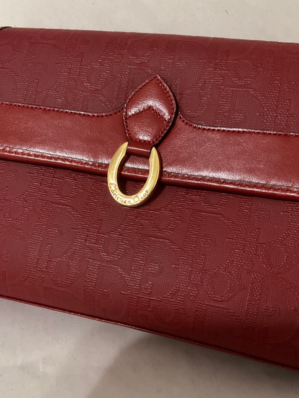 Dior Red Leather Clutch with Gold Ring Hardware - Picture 2 of 14